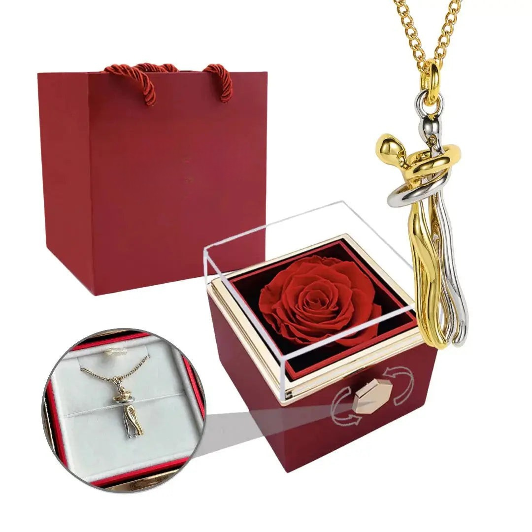 COLLAR ABRAZO ETERNO CON ROSA ETERNA – EDICIÓN REGALO