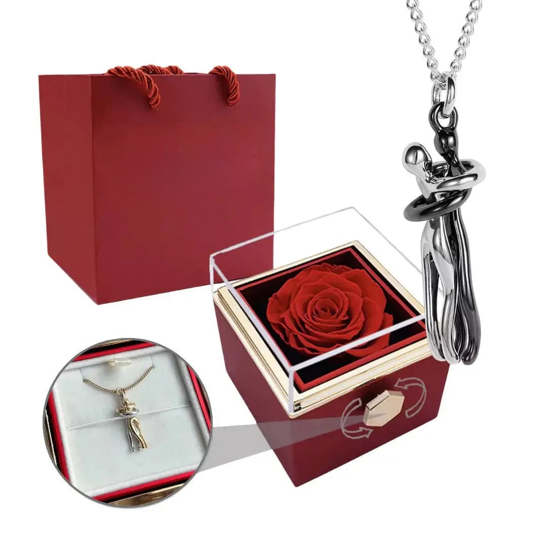 COLLAR ABRAZO ETERNO CON ROSA ETERNA – EDICIÓN REGALO