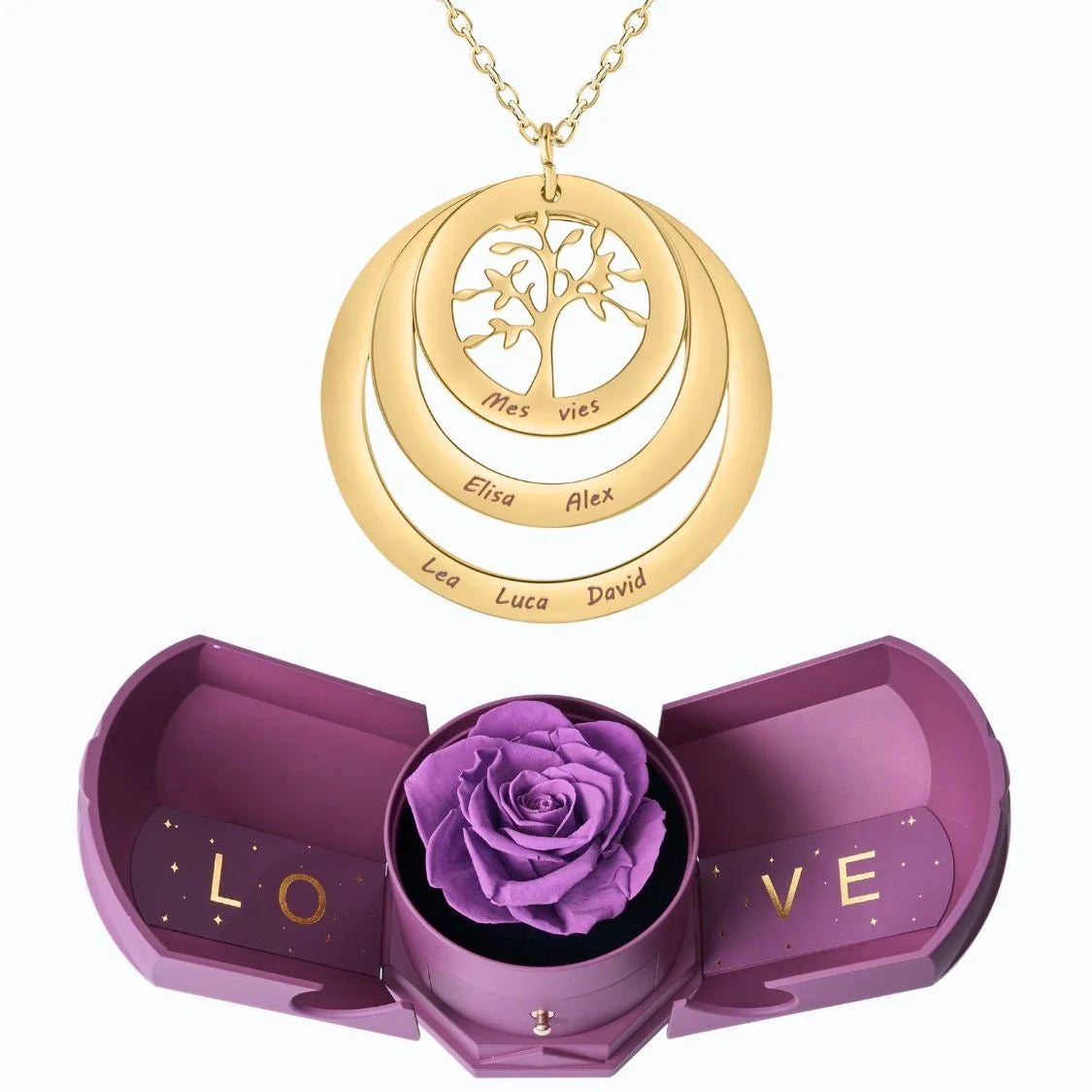 Armonía Eterna & Collar Árbol Genealógico Circular Personalizado