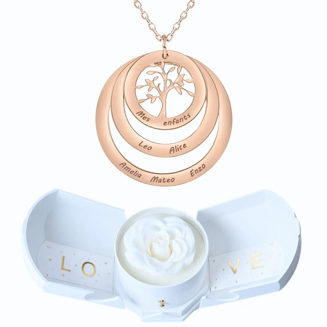 Armonía Eterna & Collar Árbol Genealógico Circular Personalizado