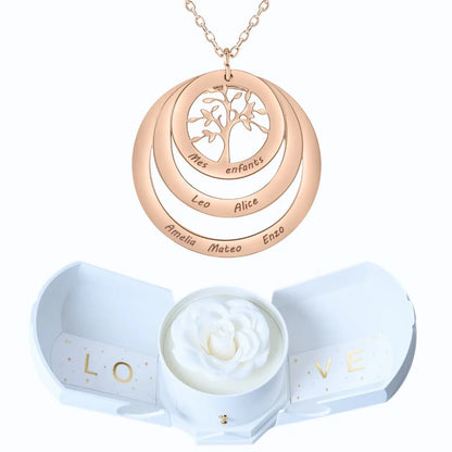 Armonía Eterna & Collar Árbol Genealógico Circular Personalizado