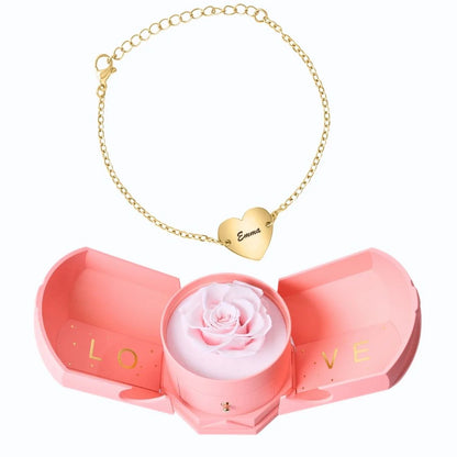 Armonía Eterna & Pulsera de Pareja con Corazón Personalizada