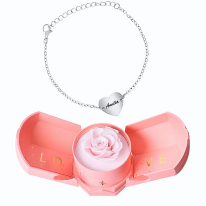 Armonía Eterna & Pulsera de Pareja con Corazón Personalizada