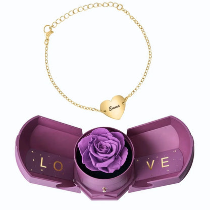 Armonía Eterna & Pulsera de Pareja con Corazón Personalizada