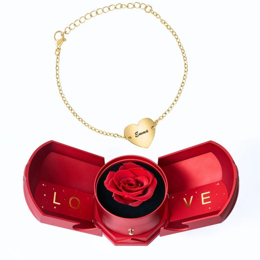 Armonía Eterna & Pulsera de Pareja con Corazón Personalizada