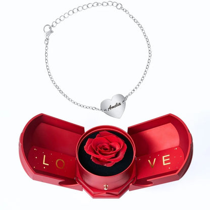 Armonía Eterna & Pulsera de Pareja con Corazón Personalizada
