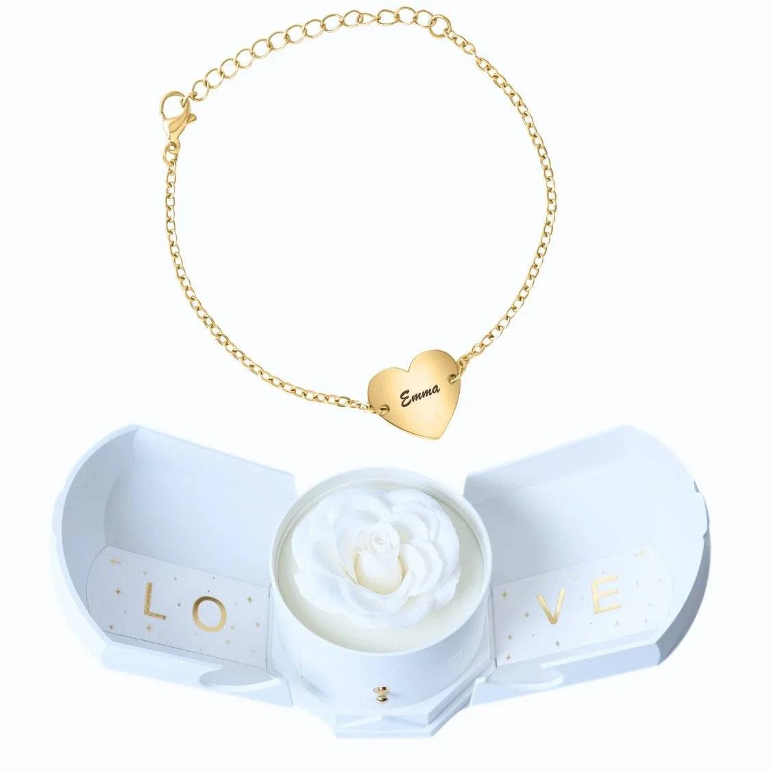 Armonía Eterna & Pulsera de Pareja con Corazón Personalizada