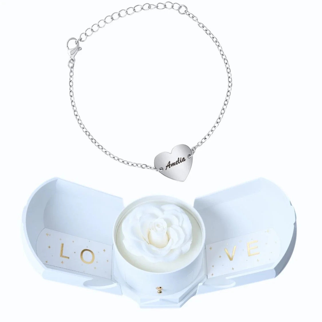 Armonía Eterna & Pulsera de Pareja con Corazón Personalizada