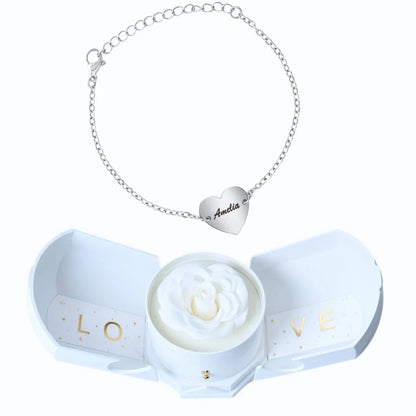 Armonía Eterna & Pulsera de Pareja con Corazón Personalizada