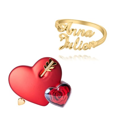 Caja Amor Eterno & Anillo Personalizado con Dos Nombres