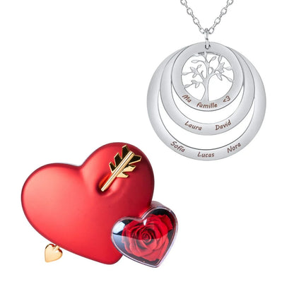 Caja Amor Eterno & Collar Árbol Genealógico Circular Personalizado