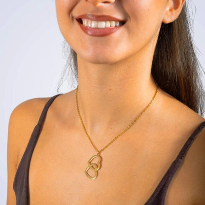 Oso Eterno & Collar Doble Corazón Personalizado con Dos Nombres