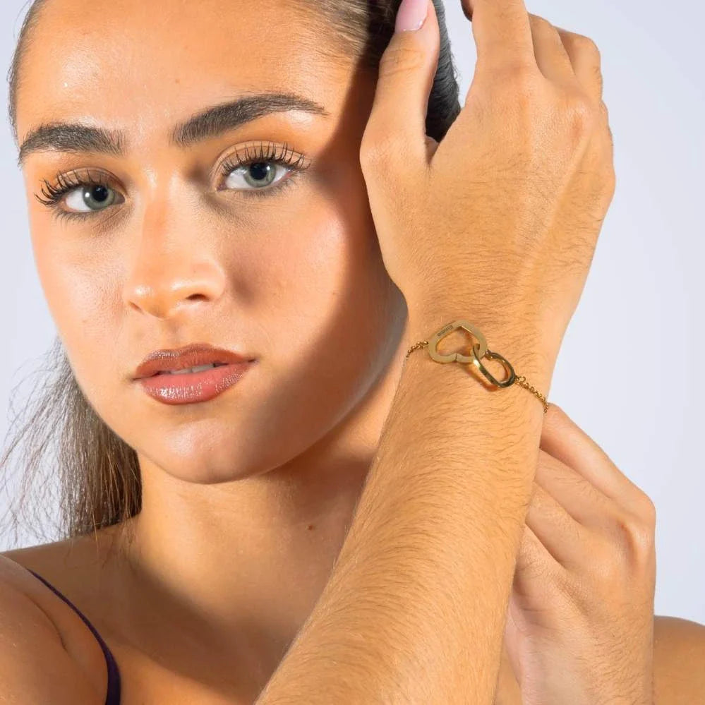 Oso Eterno & Pulsera con Corazones Entrelazados Personalizada