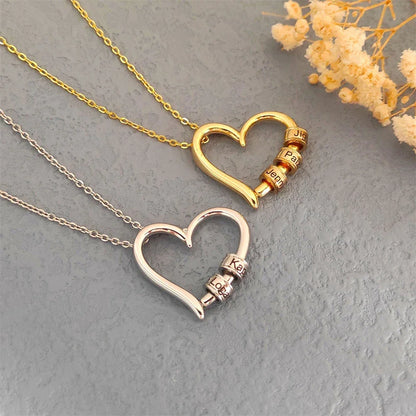 CHARMING HEART COLLAR CON BEADS GRABADAS