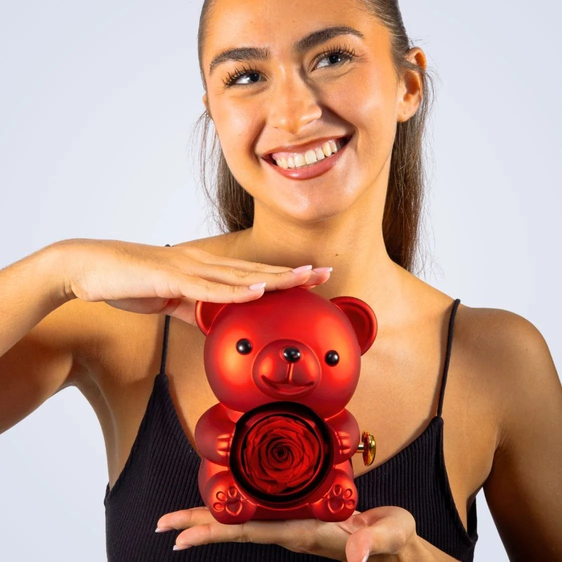 Oso Eterno & Collar Doble Corazón Personalizado con Dos Nombres