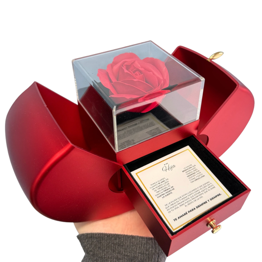 CAJA ESPECIAL CON ROSA ETERNA Y MENSAJE "A MI HIJA"